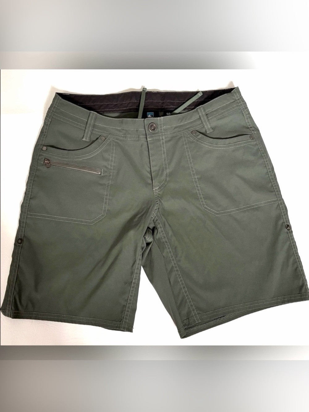KÜHL Women’s Shorts Kliffside Air Roll Up Khaki Green Shorts New size 10 - Picture 14 of 14